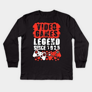 Gaming 1925 Birthday Video Games Birthday Gamer Kids Long Sleeve T-Shirt